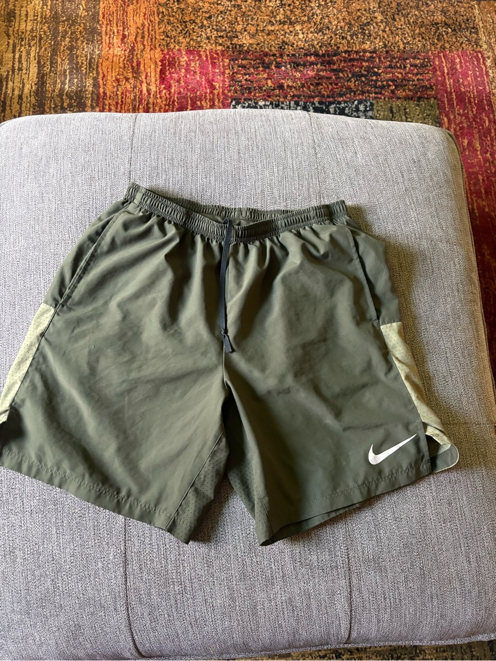 Nike Men's Olive Athletic Shorts with Contrast Panels